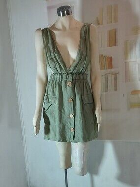 Zara Olive Green Button-Front Mini Skirt